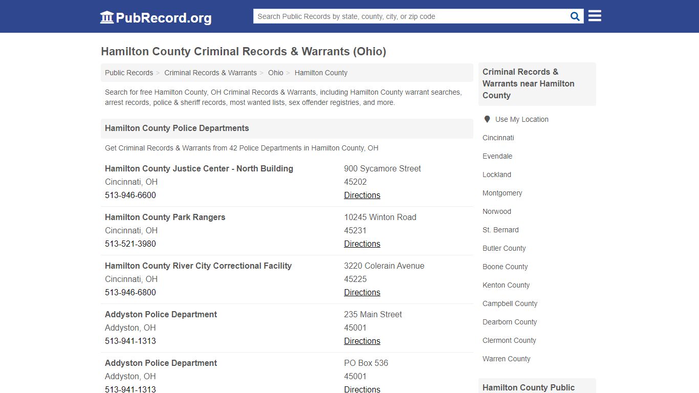 Hamilton County Criminal Records & Warrants (Ohio)